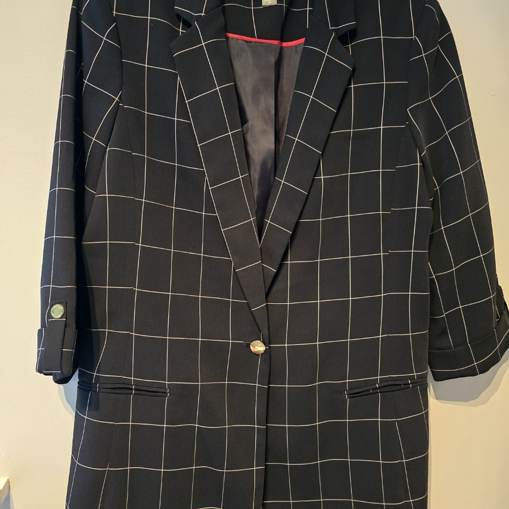 Calvin Klein Black Blazer with White Grid